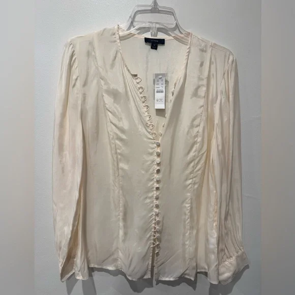 J. Crew Eco Cupro-Blend Covered Button Top Womens Size 8 - NWT - Picture 3 of 5